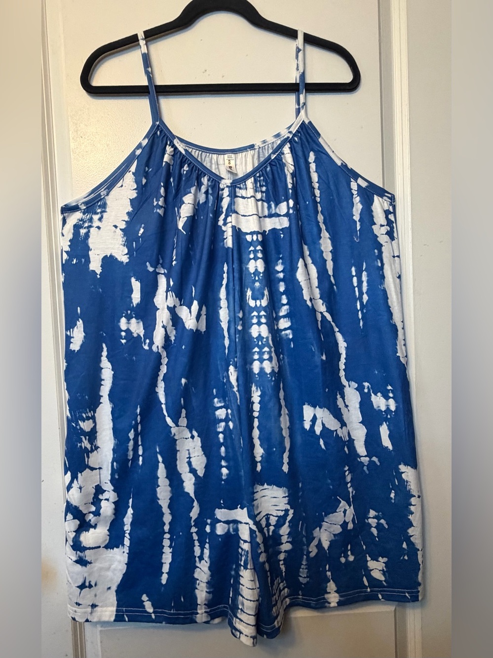 Leo Rosi XXL Blue and White Tie-Dye Spaghetti Strap Romper